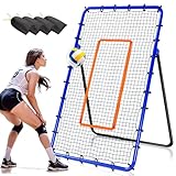Orealla Volleyball-Rebounder-Netz, 5 Winkel, verstellbares Volleyball-Trainingsgerät, Rückprallnetz mit stabilen Sandsäcken und Metallpfähle, auch für Lacrosse, Baseball, Fußball, 2,8 x 1,2 m