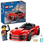 LEGO City Roter Sportwagen - Rennwagen Spielzeug für Jungen und Mädchen ab 5 Jahren - Geschenk zum Geburtstag oder für die Feiertage - Fahrer Minifigur mit Handy und Putzzeug 60448