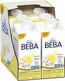 BEBA Nestlé BEBA PRE, Säuglingsmilchnahrung von Geburt an, trinkfertige Babymilch im Tetra Pak, leicht verträgliche Babynahrung, 6er Pack (6 x 200ml)