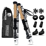 ALPIN LOACKER Wanderstöcke faltbar Carbon mit Korkgriff I Nordic Walking Stöcke Damen I Leichte Faltbare Trekkingstöcke Teleskop für Bergsport, 115-135 cm