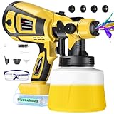 FTJKGH Kabelloses Farbsprühsystem 800W – HVLP Farbpistole mit 4 Düsen & 3 Sprühmuster, 900ml Behälter, 850ml/min, Kompatibel mit Makita 18V Akku (Akku Nicht Enthalten) – Für Wände, Möbel & Zäune