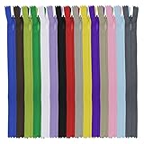 DOITEM 15 Farben Nylon Unsichtbar Reißverschlüsse, 60cm lang, 2.3cm breit für Kleidung Tasche Mäppchen Kissenbezug, 15 Stück