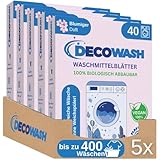 Waschmittelblätter (bis zu 400 Wäschen) – Waschmittel Blätter Ökologisch, Hypoallergen, Floralduft, Biologisch Abbaubar, Plastikfrei – Ideal für Empfindliche Haut, Hand- & Maschinenwäsche