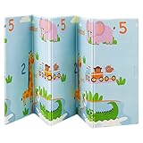 Juskys Kinder Spielmatte Stella 180x200 cm Tiere - XXL Matte für Babys - Schaumstoff Spielteppich faltbar, Soft & wendbar - Boden - Krabbelmatte Blau