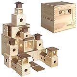MATZBOX Kreativbaukasten - Montessori Spielzeug ab 2 - mehrfach ausgezeichnetes Holzspielzeug - Waldorf Konstruktionsspielzeug - nachhaltige Natur XL Bausteine