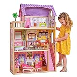 KidKraft Puppenhaus Kayla aus Holz mit Möbeln und Zubehör, Spielset mit 3 Spielebenen für 30 cm Puppen, Spielzeug für Kinder ab 3 Jahre, 65092 - Exklusiv bei Amazon