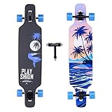 PLAYSHION Longboard 39 Zoll, mit ABEC-9 Kugellagern, Drop-Through Freeride Skateboards Cruiser