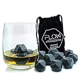 Whisky Stones Eiswürfelsteine aus Granit, wiederverwendbar 9 x Polished Diamond Whisky Stones grau