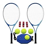 Magicorange Tennisschläger für Erwachsene 2 Spieler Freizeit-Tennisschläger Set für Anfänger und Profi mit 4 Tennisbällen, 3 Overgrips, 1 Tennistasche (Blau)