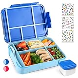 PUWOWYE Brotdose Kinder mit Fächern, Bento Box Kinder, 1330 ml Auslaufsicher Lunchbox Kinder, Brotbox für Mädchen & Jungen, geeignet für Schule, Kindergarten & Ausflüge BPA frei (Blau)