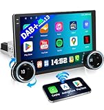 URVOLAX Autoradio mit Bildschirm Android 13, 10,1 Zoll 1 Din DAB+ Android Auto Radio Apple Carplay Display Touch Screen mit Navi Bluetooth 5.4, Wireless Car Play mit Knöpfen Mirrorlink FM RDS SWC EQ