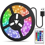 LED Strip 2m USB, RGB LED Streifen,Timer-Einstellung,Lichterkette mit Fernbedienung Upgrade auf 2m, Musiksync Farbwechsel Band Lichter für die Beleuchtung……