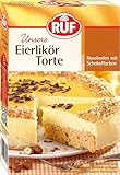 RUF Eierlikör-Torte, Torten-Backmischung für einen Nuss-Biskuitboden mit Schokoflocken, Sahnecreme und Eierlikör, einfach & schnell