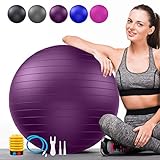 Weich Gymnastikball, Berstschutz Sitzball Unterstützt 2200lbs Büro Ergonomisch w/Pumpe, Yoga Ball Overball Fitnessball Größentabelle Fitball für Pilates Gymnastik Gym Exercise Pregnancy Fitness