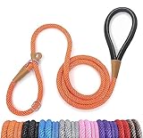 lynxking Schleppleine für Hunde Hundeleine Retrieverleine Führleine Zugleine für kleine mittelgroße große Hunde (Orange, Zugstopp-0.9cm x 180cm)