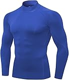 Kompressions-Shirts für Herren, langärmelig, Sport, Workout, Laufen, kühl, trocken, Baselayer, Blau, Klein