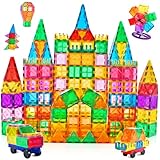 CUIOLTOY Magnetische Bausteine, 121 PCS Magnetbausteine Set mit 2 Autos und 1 Riesenrad STEM Montessori Magnet Spielzeug Kinder für Geschenk ab 3 4 5 6 7 8 Jahre Bauklötze Kinderspielzeug