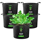 VIVOSUN 5er-Packung 80L Pflanzsack aus Vliesstoff, Hochbelastbarer Verdickter Stofftopf mit Griffen für Gemüse, Blumen, Früchte, Gewächshaus und Garten