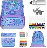 Herlitz Schulranzen Jungen Mädchen Tornister Kinder Ranzen Schultasche Schulmappe Schule leicht mit gefülltem Mäppchen Loop Plus, 8 Teile Set +efk v (Mystic Mermaid 6201 (Meerjungfrau))