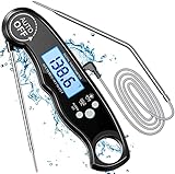 CIRYCASE Fleischthermometer Digital, Sofort Ablesbares Bratenthermometer Grillthermometer, Externe Sonde mit 2 Lange Sonde & Magnet, Alarmfunktion, Thermometer für Heimbrauerei & Weinbereitung, Ofen