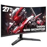 KOORUI Gaming Monitor 27 Zoll, 1800R Fläche Bildschirm 2560X1440 (QHD), 144HZ 1ms Mornitor, DCI-P3 85%, Ultradünne Blende, Einstellbare Neigung, Unterstützt HDMI/DP