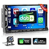 Hikity 2Din Android Autoradio Eingebautes DAB+ und CarPlay Android Auto, 7' Autoradio mit Navi Auto Radio Touch Display mit Mirror Link FM/AM Radio, 6 USB Port, WiFi, Rückfahrkamera, SWC