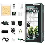 Mars Hydro Growzelt Komplettset,TS600 Vollspektrum Grow Lampe,60X60X140cm 1680D Hoch Reflektierend Mylar Grow Box Komplettset,mit 4' 205 CFM Ruhiges und Effizientes Belüftungssatz,10-Gang-Lüfter