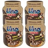 Lino Lada Milch‑ und Haselnuss‑Creme „Gold“ – 350 g Glas | Streichfähiger Brotaufstrich mit Kakao, 4 Er