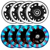 8 Pack Leuchtende Inline Skate Rollen - 64mm 72mm 76mm 80mm led Inliner Skate Räder mit kugellager ABEC-9 - Led Inline Skate Rollen | 82a 85a Inline Skate Räder Wheels für K2 Hudora Gonex Apollo