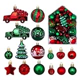 Christbaumkugel Anhänger - 2024 72 Christbaumkugel | Christbaum-Anhänger | Christbaumschmuck | Elegante Christbaumkugeln Deko | Bruchsichere Christbaumkugeln Rot Grün