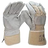 5 Paar Arbeitshandschuhe Leder Herren Damen robuste Lederhandschuhe Montage Schutzhandschuhe EN 388 Handschuhe Gartenhandschuhe Montagehandschuhe Rindkernspaltleder Gr. 10 (5)