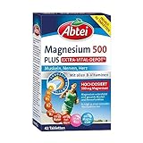 Abtei Magnesium 500 Plus Extra-Vital-Depot - hochdosiert - mit allen B-Vitaminen - für Muskeln, Nerven und Herz - laborgeprüft, vegan - 42 Tabletten