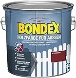 Bondex Holzfarbe für Außen, 2,5 L, Schwedenrot, für ca. 25 m², Wetter- & UV-beständig, atmungsaktiv, seidenglänzend
