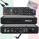 TiVuSat Karte 4K UHD + DIGIQuest Q80 Sat Receiver 4K H.265 S2+T2 HEVC Set-Top Box, zertifizierter TiVuSat Receiver mit Karte (AKTIVIERT), Mediaplayer, WebRadio, 150 WiFi USB Stick, HTS HDMI Kabel