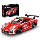 Mould King 10167 MOC Technik Rotes Rennwagen-Bausatz-Modell, Sportwagen Technologie Klemmbausteine Bausatz geeignet für Jugendliche ab 14 Jahren und Erwachsene.（1717+Teile）
