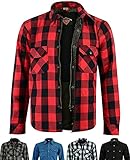 TEXPEED Motorradhemden herren mit protektoren - Biker Motorradjacke Hemden Hergestellt mit Aramid - Mit CE Schutz (EN 1621-1) Rot - XL