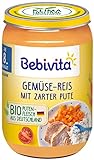 Bebivita Menüs ab 8. Monat Gemüse-Reis mit zarter Pute, 6er Pack (6 x 220g)