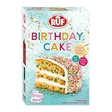 RUF Birthday Cake, Geburtstagskuchen, Schicht-Torte aus Rührteig und Konfetti-Streusel, Tortencreme und buntem Dekor-Mix, für Kindergeburtstag, Familienfeier, Einschulung, 1x425g