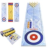 3 in 1 Shuffleboard Bowling Curling Spiel,Shuffleboard Tabelle top Games,Bowling Shuffleboard Tischset,Tragbares Curling-Spiel, Tisch-Familienspiel für Zuhause, Büro, Party