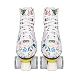 Doppelreihe 4 Rad Walzen Skates White Graffiti Roller Skates Skating -Schuhe für und Erwachsene (36) (37) (39) (40) (41)