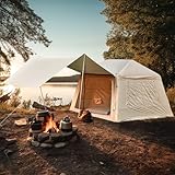 EROMMY aufblasbares Zelt mit großem Vordach, Luftzelt für 4 Personen, Schnellaufbau mit Luftpumpe, Campingzelt für Outdoor-Abenteuer(260X220X180CM)