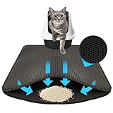 KARAT Katzenstreumatte XXL 76 x 61 cm - wasserdichte Unterlage für Katzentoilette - Katzenmatte schützt den Boden vor Katzenstreu - Matte Katzenklo (Charly) (Anthrazit)