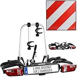 Uebler Fahrradträger P22 S für 2 Fahrräder Auto Kupplungsträger E-Bike MTB inklusive reflektierende Warntafel 50x50cm