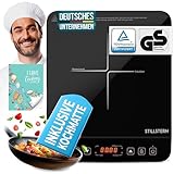 Stillstern Induktionskochplatte 2100W – Induktionskochfeld geeignet für 12–28 cm, Booster-Modus, Hitzebeständiger Kochmatte, Lautlos-Funktion, 19 Temperatur- & Leistungsstufen, 24h Timer, Touch