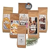 Probierset mit verschiedenen Protein-Backmischungen – 6x Low-Carb Backmischung mit Brot, Waffeln, Kuchen, Apfelküchle, Brownies und Kaiserschmarrn – Eiweißbrot und mehr zum Backen und Probieren