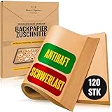 Backpapier Zuschnitte, 120 Stück Pergamentpapier zum Backen - Halbblechpfannen 30x41 cm | Butterbrotpapier Braun für Backen, Kochen & Braten - Einfache Anwendung & Reinigung von Baker's Signature