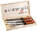 TokioKitchenWare Messer: 3-teiliges Messerset, handgefertigt, mit Echtholzgriff (Fleischmesser, scharfe Messer, Chinesische Set)