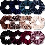 VENUSTE Haargummis Scrunchies für Damen, Premium Samt Haargummis, Einfarbige Elastische Dicke Bänder, Weiche Seile Pferdeschwanzhalter Frauen Haarschmuck, 12 Stück