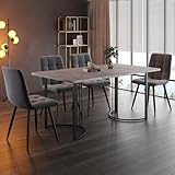 Ymkua Esstisch mit 4 Stühlen Set, 140x80x75 cm Rechteckiger Esstisch, Esszimmergruppe, Moderne Küche Esstisch Set, Esszimmerstuhl Küchenstuhl Set, Küchentisch Set für Wohnzimmer und Küche (Grau)