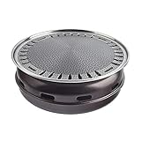 Tragbarer BBQ-Grill, Koreanischer rauchfreier Holzkohlegrill, verzinktes Blech, Maifan-Stein, 34,5 x 13 cm, for 6–8 Personen, mehrfarbig(F)